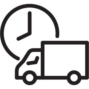 Icon of moving van with clock in background